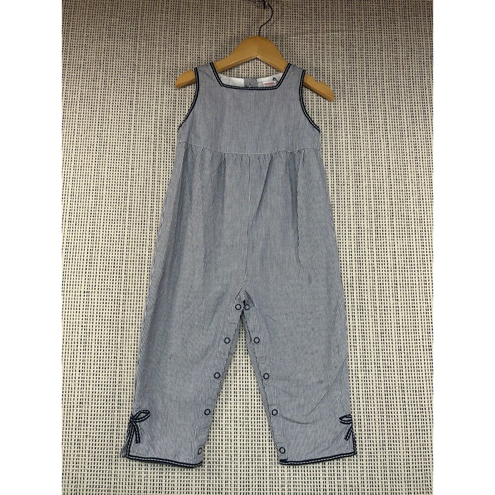 Vintage Gymboree Pinstripe Bibs Sz 18-24 Mo. Bow Detail